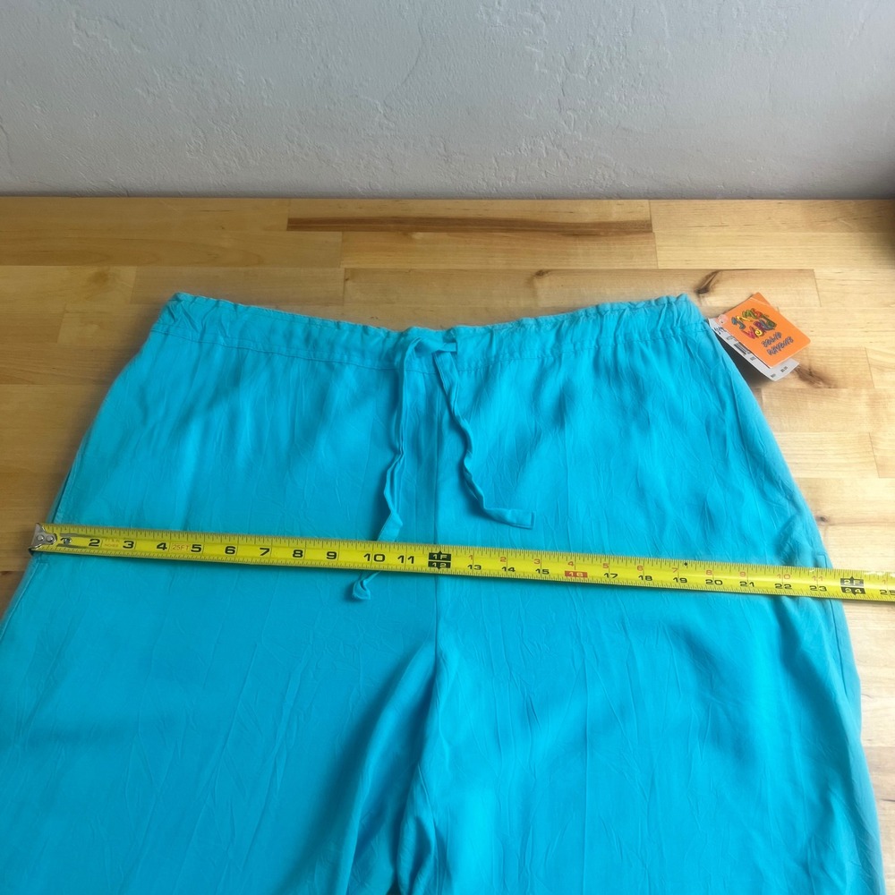 Jams World Pants Solid Rayon Cyan Blue Curacao Womens Size XL New Wide Leg - Picture 12 of 15